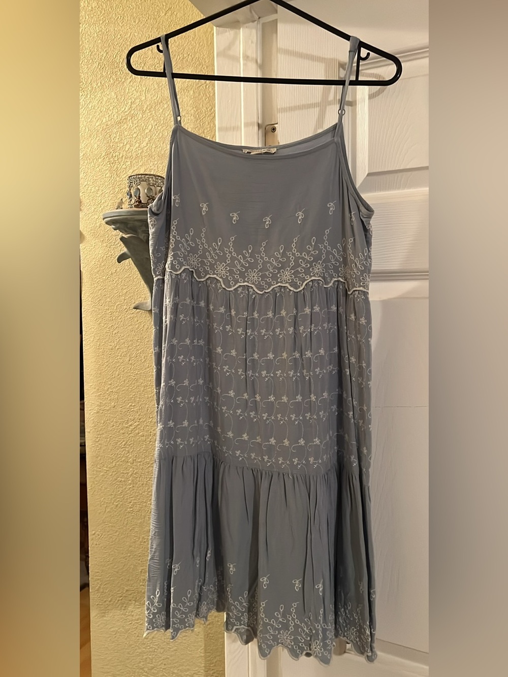 American Eagle Outfitters Light Blue Embroidered Maxi Dress